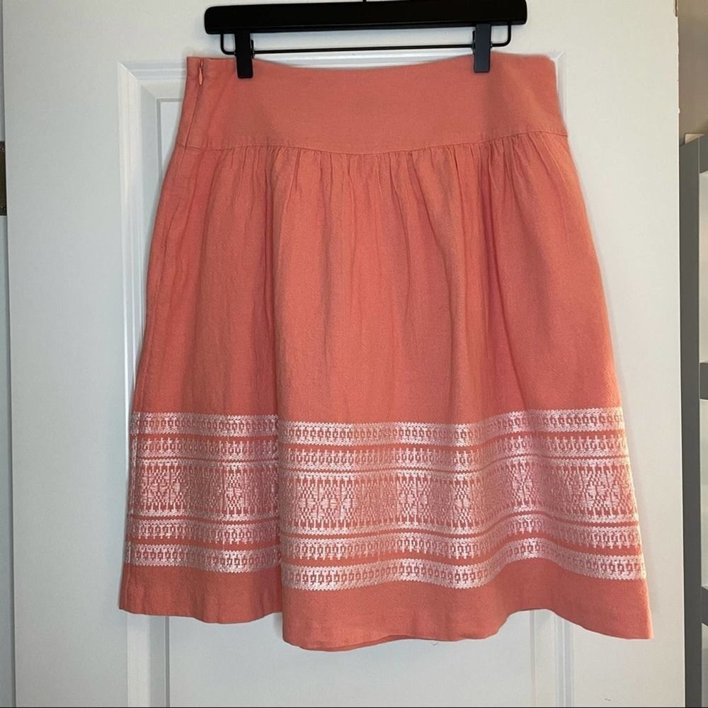 De Collection Peach Embroidered Cotton A-line Skirt size Large - Picture 4 of 12